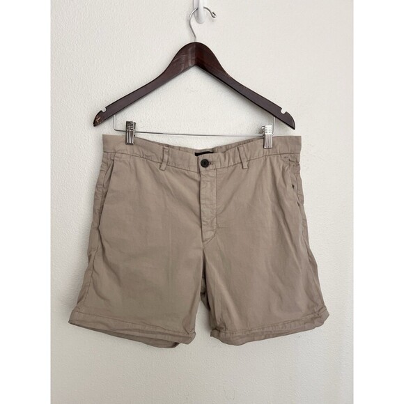 Theory Zaine Khaki Chino Shorts Men’s 34 Beige Casual Flat Front Summer Minimal - Picture 1 of 5